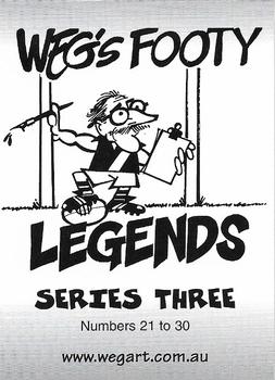 2004 Weg Art Legends Series Three #NNO Legends Series Three Header Card Front